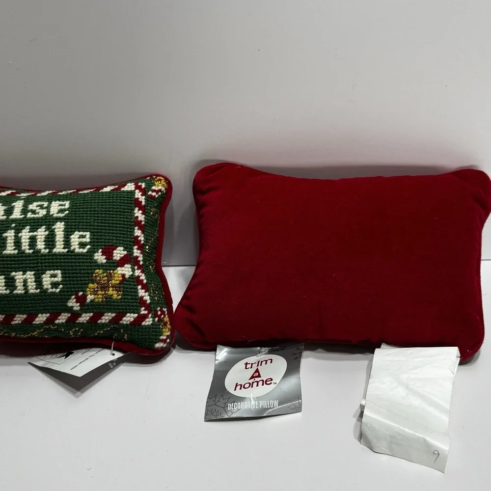 Lot Set 3 Pillows Raise a Little Cane Sleigh Bells Ring Christmas Accent Small